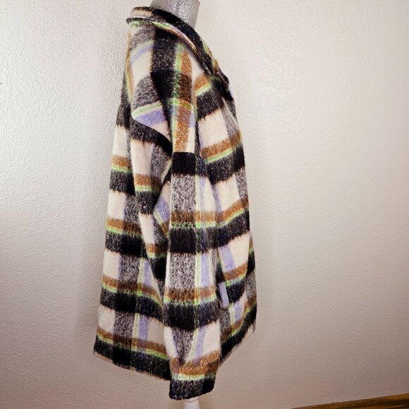 Love Poem Shacket Button Front Plaid Coat - Picture 3 of 7